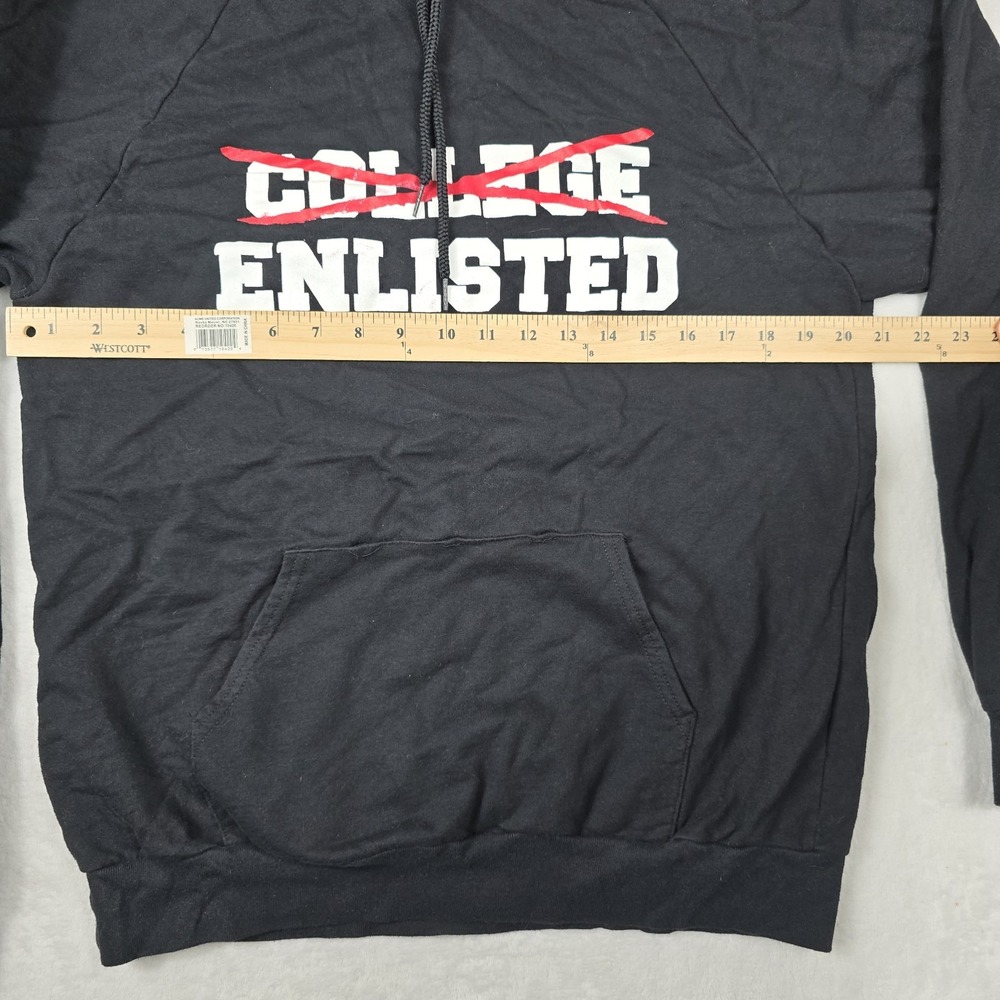 American Apparel California Fleece College Enlisted Hoodie Black Mens Large USA - Picture 2 of 6